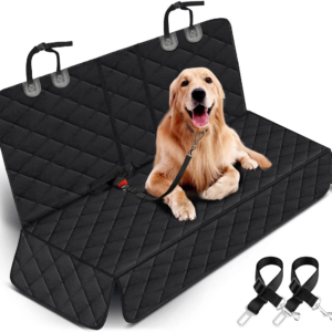 Dog Car Seat Cover - Waterproof Back Seat Protector for Pets, Non-Slip Design Compatible with Most Cars, Trucks, and SUVs - Black
